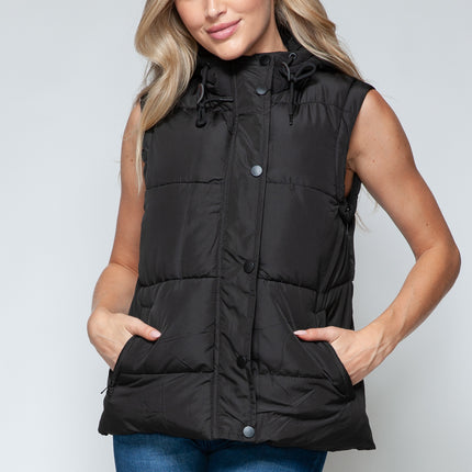 Snobbish Snap and Zip Closure Hooded Vest