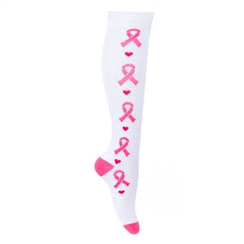 Ladies Knee High Breast Cancer Awareness Ribbon Socks