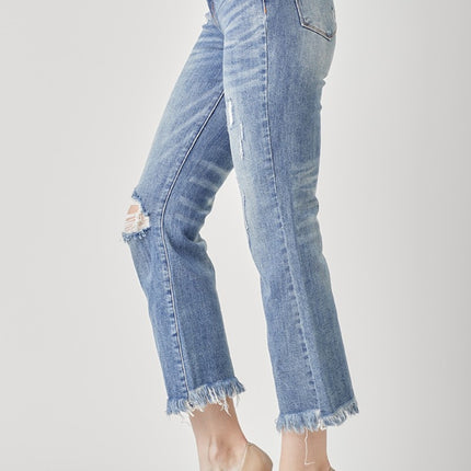 RISEN High Waist Distressed Cropped Bootcut Jeans