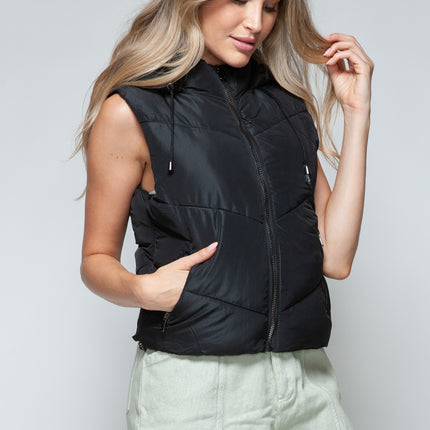 Snobbish Zip Up Quilted Hooded Vest