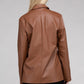 Sleek Pu Leather Blazer with Front Closure