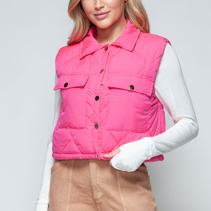 Snobbish Snap Down Quilted Crop Vest