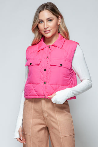 Snobbish Snap Down Quilted Crop Vest