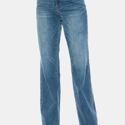 Judy Blue Full Size Tummy Control Cut Raw Hem Straight Jeans