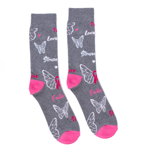 Women's Breast Cancer Awareness Butterfly Novelty Socks