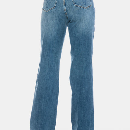 Judy Blue Full Size Tummy Control Cut Raw Hem Straight Jeans