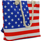 American Flag Seamless Tote Bag with Mini Pouch