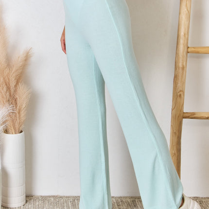 RISEN Full Size High Waist Ultra Soft Knit Flare Pants