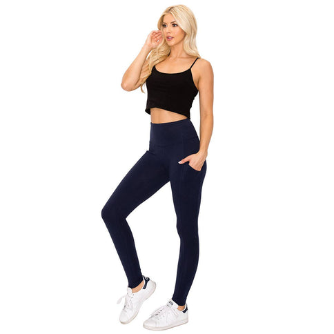 PLUS COTTON WIDE WAISTBAND LEGGINGS WITH POCKETS