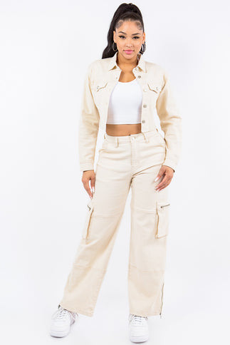 American Bazi Laced Back Cropped Jacket