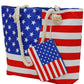 American Flag Seamless Tote Bag with Mini Pouch