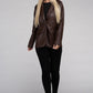 Sleek Pu Leather Blazer with Front Closure