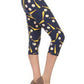 Baseball Printed, High Waisted Capri Leggings In A Fitted Style With An Elastic Waistband