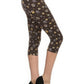 Paw Print, High Rise, Fitted Capri Leggings, With An Elastic Waistband