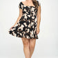 Plus Big Floral Front Tie Ruffle Mini Dress