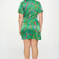 Plus Chain Belt Print Short Sleeve Wrap Tie Dress