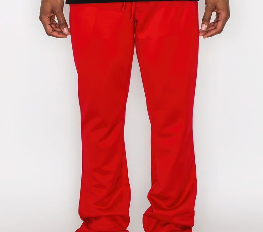 Solid Flare Stacked Track Pants