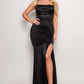 Spaghetti Strap Crossed Back Satin Maxi Dress