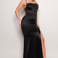 Spaghetti Strap Crossed Back Satin Maxi Dress