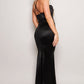 Spaghetti Strap Crossed Back Satin Maxi Dress