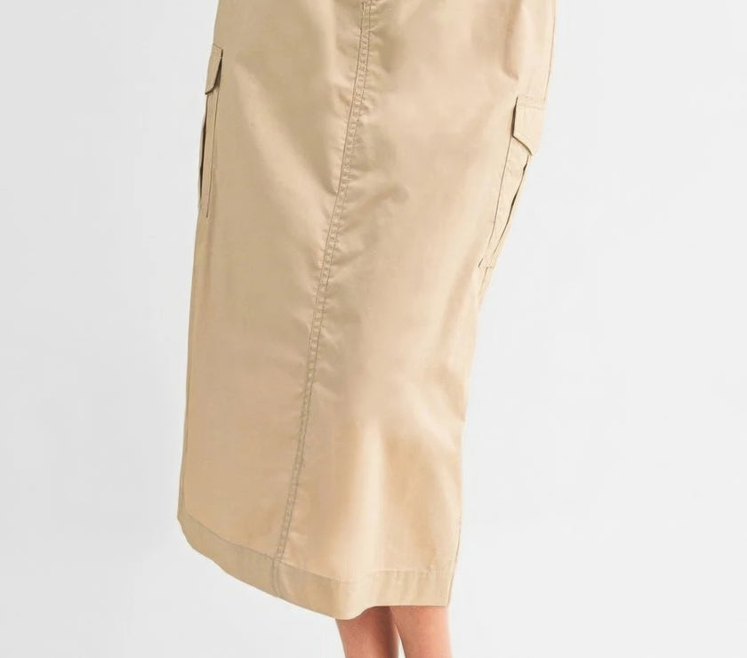 Cargo Skirt With Drawstring Midi Skirt